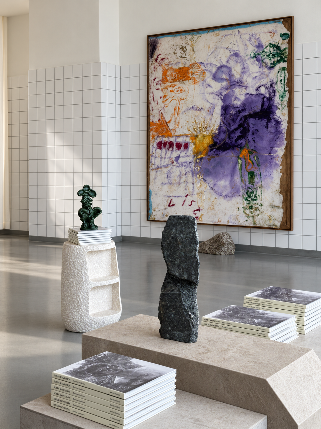 Bjørn Magnussen sculptures in the exhibition space at Sophienholm