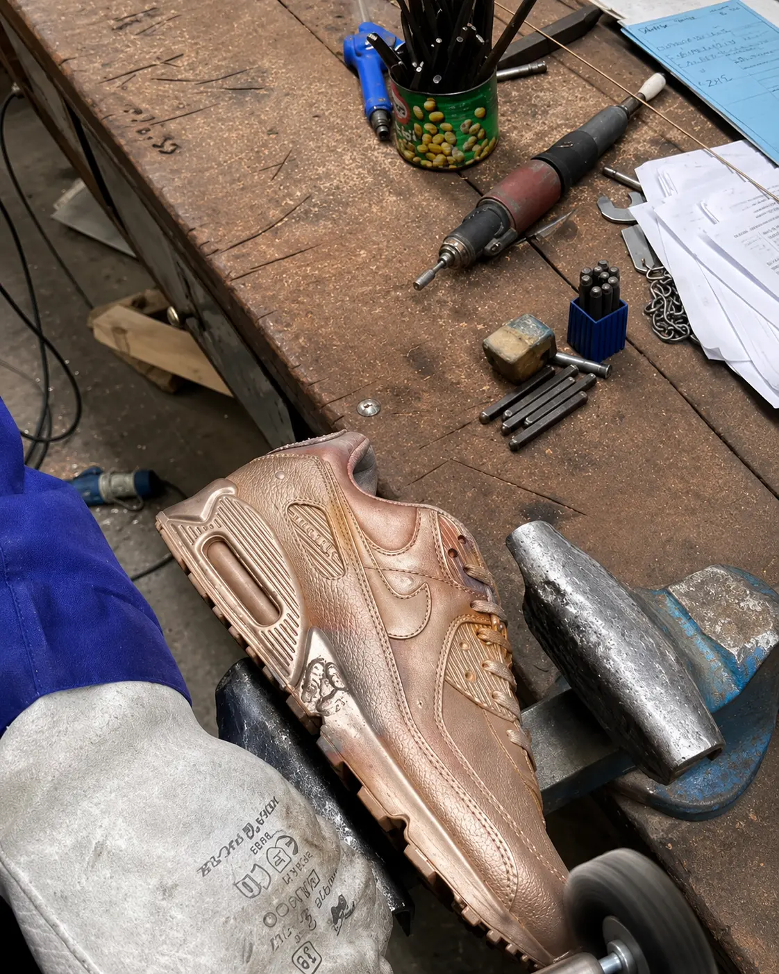 Bronze cast at the workbench